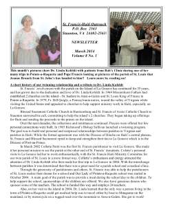 March 2014 - St. Francis of Assisi Catholic Parish, Staunton, Virginia