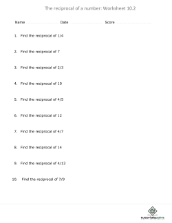 The reciprocal of a number: Worksheet 10.2