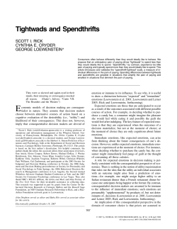 Tightwads and Spendthrifts - UM Personal World Wide Web Server