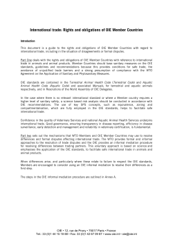 International trade: Rights and obligations of OIE Member Countries