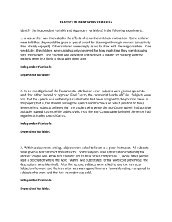 PRACTICE IN IDENTIFYING VARIABLES Identify the independent