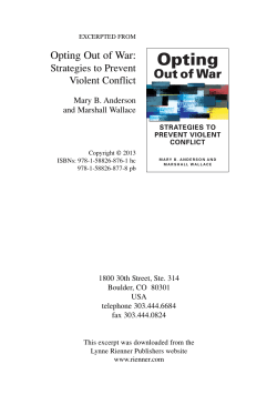 Opting Out of War: - Lynne Rienner Publishers