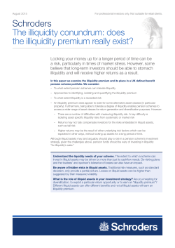 Schroders The illiquidity conundrum: does the illiquidity premium