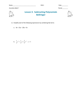 Lesson 3: Subtracting Polynomials Bellringer
