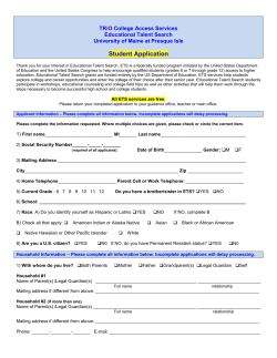 Student Application - University of Maine at Presque Isle