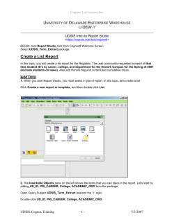 Cognos List lessons - University of Delaware