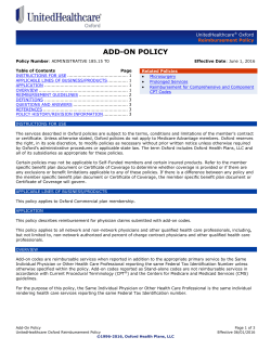 Add-On Policy - Oxford Health Plans