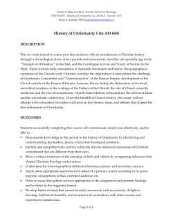 History of Christianity I (to AD 843)