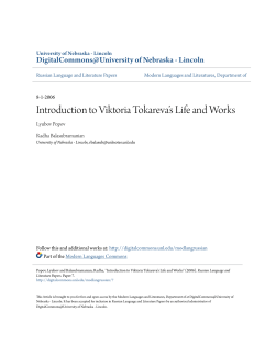 Introduction to Viktoria Tokareva`s Life and Works