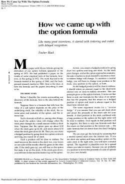 How We Came Up With The Option Formula