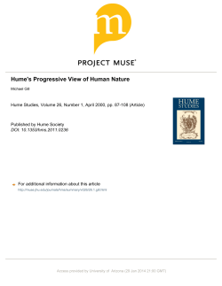 Hume`s Progressive View of Human Nature
