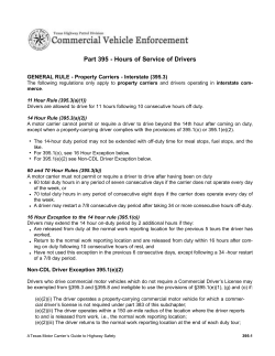 Part 395 - Hours of Service of Drivers