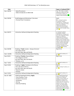 READ 180 Workshop 1 (1st Six Weeks)Survivors Date