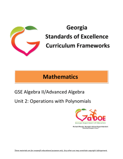 Georgia Advanced Algebra Unit 2