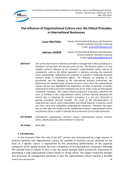 The Influence of Organizational Culture over the Ethical Principles in