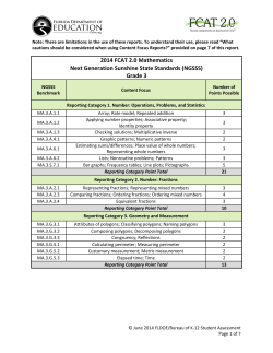 2014 FCAT 2.0 Mathematics NGSSS Content Focus Reports