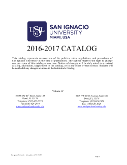 Catalog 2016 - 2017 - San Ignacio University
