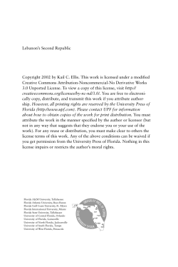 Lebanon`s Second Republic Copyright 2002 by Kail C. Ellis. This