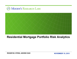 Residential Mortgage Portfolio Risk Analytics