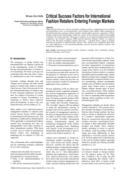 Critical Success Factors for International Fashion Retailers Entering