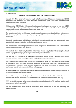 immediate release - BIG4 Holiday Parks