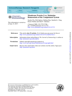 Homeostasis of the Complement System Membrane Protein Crry