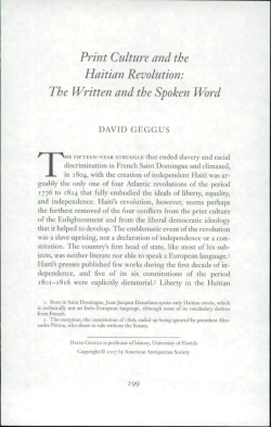Print Culture and the Haitian Revolution