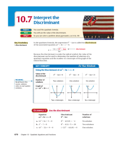 10.7Interpret the Discriminant