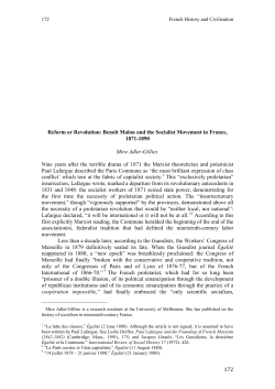 172 Reform or Revolution: Beno&icirc;t Malon and the Socialist Movement