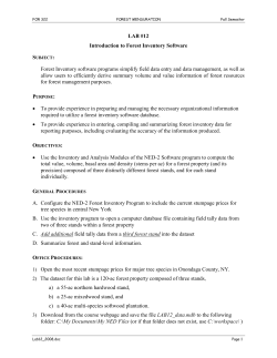 LAB #12 Introduction to Forest Inventory Software Forest Inventory