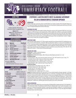 1 STEPHEN F. AUSTIN HOSTS WEST ALABAMA SATURDAY IN