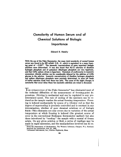 Osmolarity of Human Serum and of Chemical Solutions