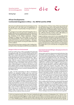 African Developments: Continental Integration in Africa