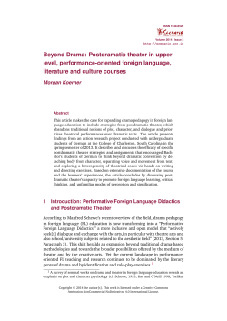 Beyond Drama: Postdramatic theater in upper level, performance
