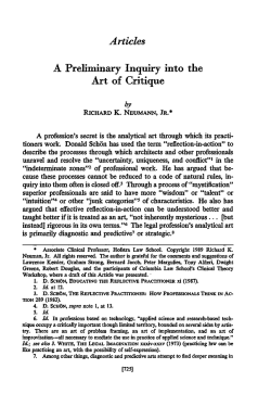 A Preliminary Inquiry into the Art of Critique
