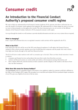 An introduction to the FCA`s proposed consumer credit regime