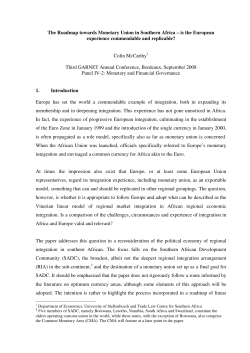 The Roadmap towards Monetary Union in Southern Africa &ndash; is the