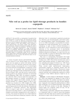 Nile red as a probe for lipid-storage products in