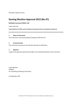 Gaming Machine Approval 2015 (No 37)