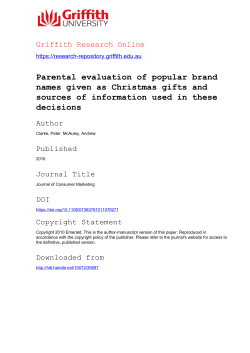 Parental Evaluation of Popular Brand Names Given as Christmas