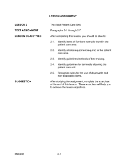 LESSON ASSIGNMENT LESSON 2 The Adult Patient Care Unit