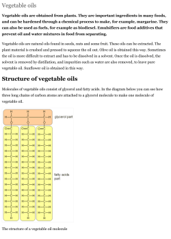 Vegetable oils Structure of vegetable oils