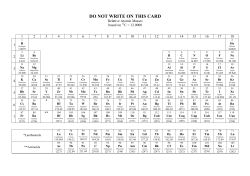 Chemistry Data Card - University of St Andrews