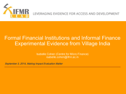 Formal Financial Institutions and Informal Finance Experimental
