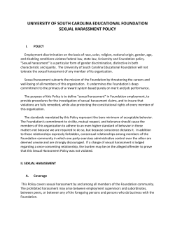 Sexual Harassment Policy - University of South Carolina