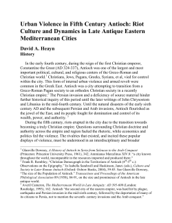 Urban Violence in Fifth Century Antioch