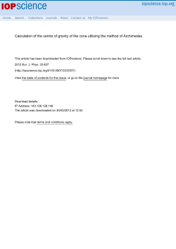 Calculation of the centre of gravity of the cone utilizing