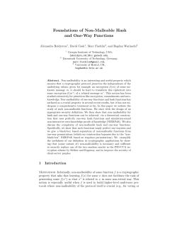 Foundations of Non-Malleable Hash and One