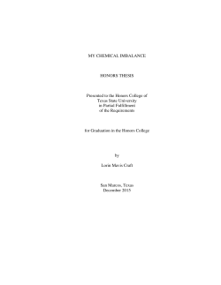 MY CHEMICAL IMBALANCE HONORS THESIS Presented to the