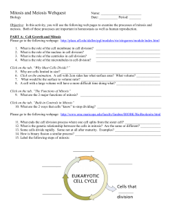 Mitosis and Meiosis Webquest